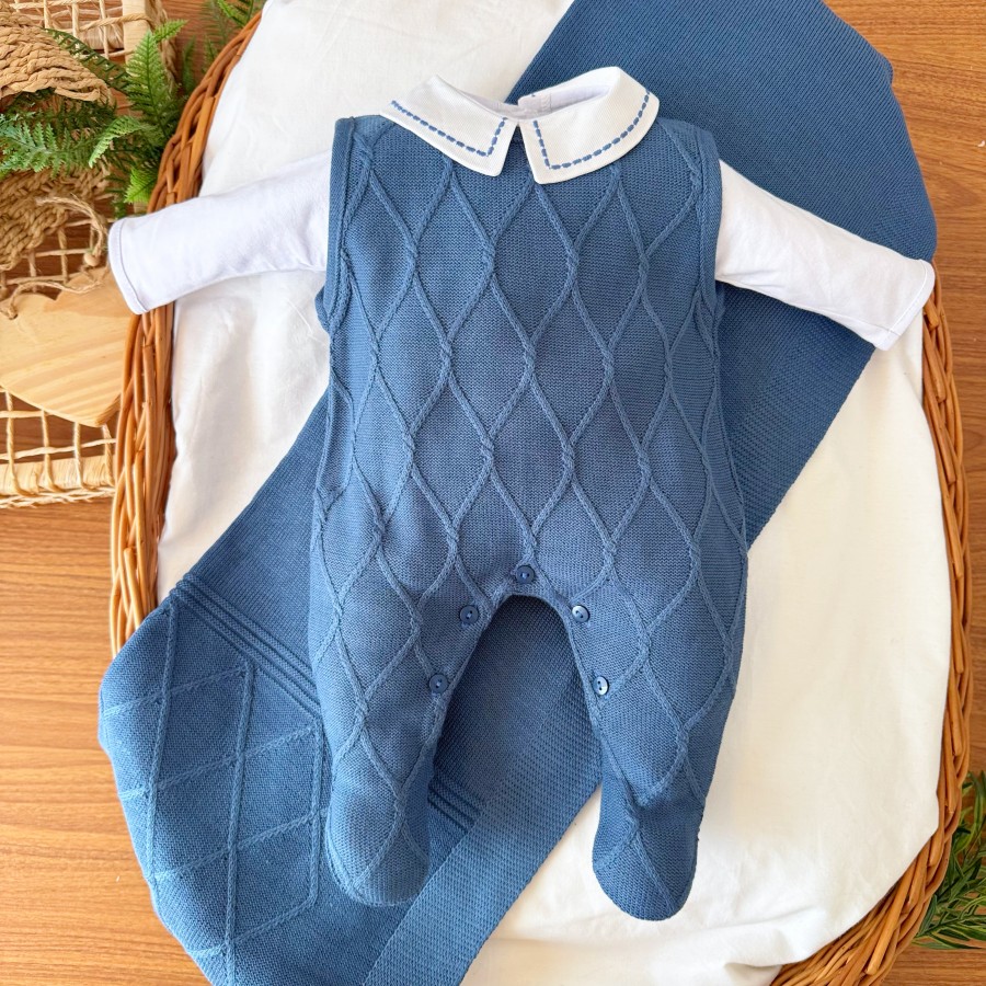 Saída de Maternidade Losango - Azul Jeans